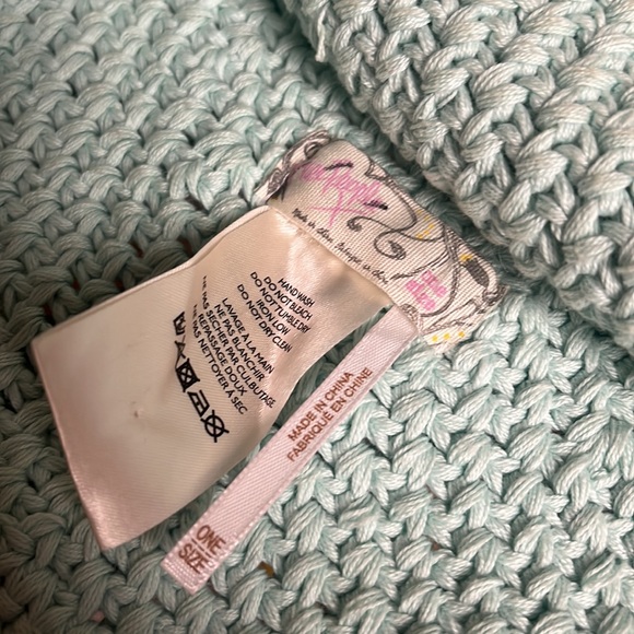 Free People NWT Seafoam Green Blue Crochet Knit Floppy Hat - Picture 5 of 5